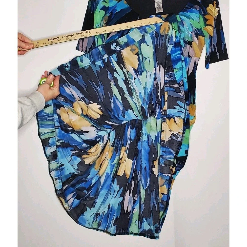 London Style Vtg Empire‎ Dress 4 Blue Artsy Watercolor Mermaid Forest Fairy Y2K